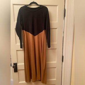 Zara half knit/half satin black/copper maxi dress